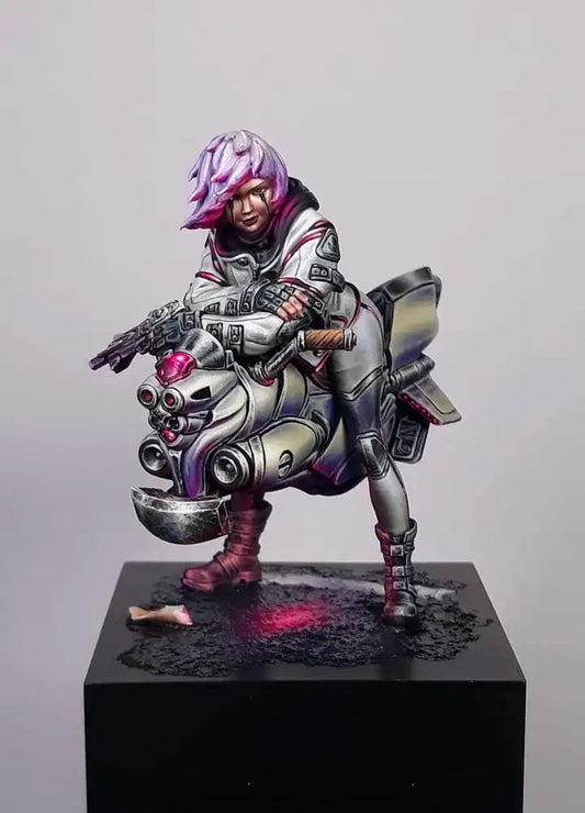 1/24 75mm Female Soldier with Hover Bike Resin Kit - Unpainted Ziggy's Pop Toy Shoppe