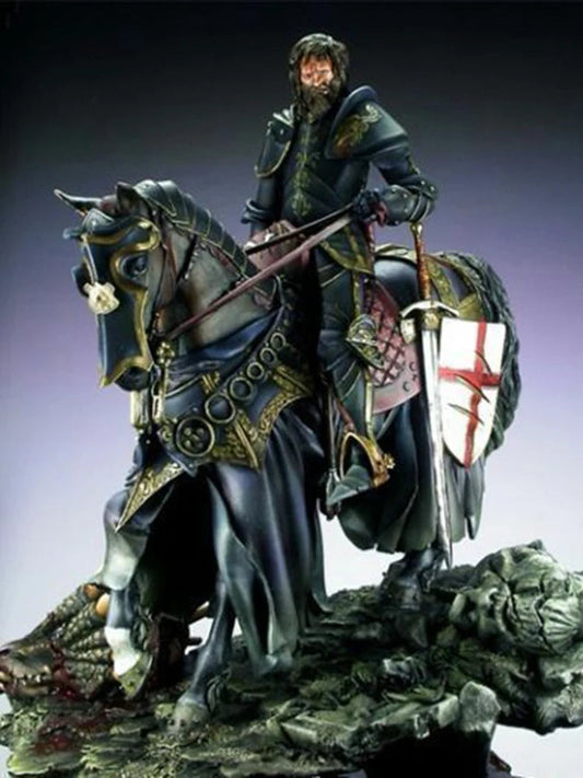1/24 75mm Templar Officer with Horse Unpainted Resin Figure Ziggy's Pop Toy Shoppe