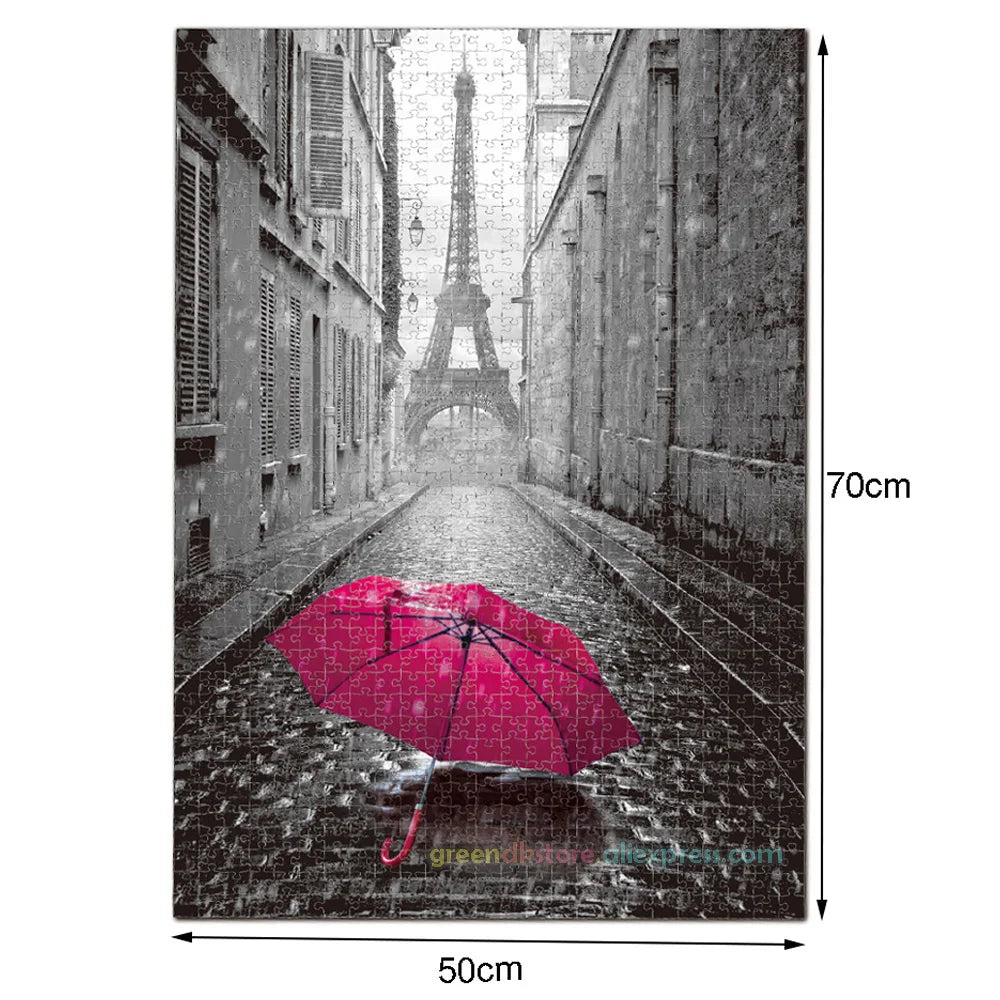 1000 Piece Pink Umbrella in Paris Jigsaw Puzzle Ziggy's Pop Toy Shoppe