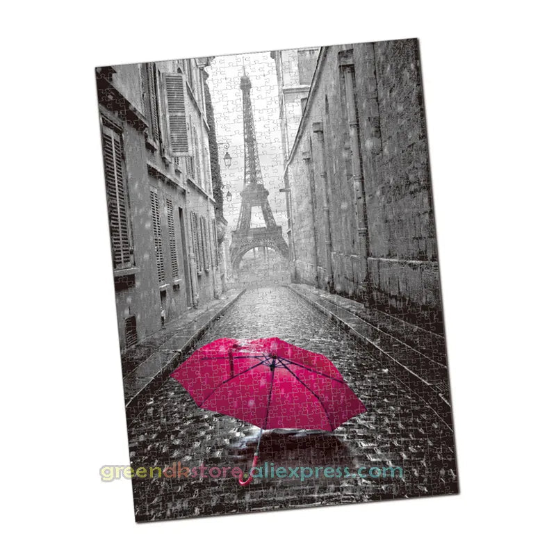 1000 Piece Pink Umbrella in Paris Jigsaw Puzzle Ziggy's Pop Toy Shoppe