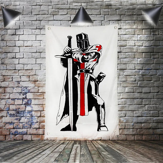 144 x 96cm Knight Templar Polyester Flag Ziggy's Pop Toy Shoppe