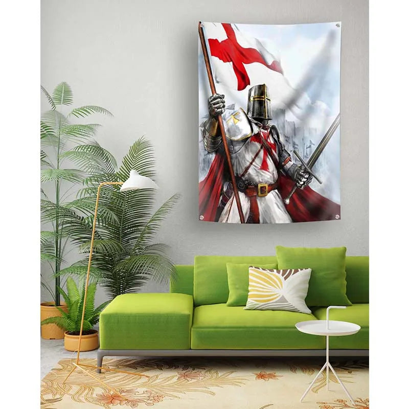 144 x 96cm Knight Templar Polyester Flag Ziggy's Pop Toy Shoppe