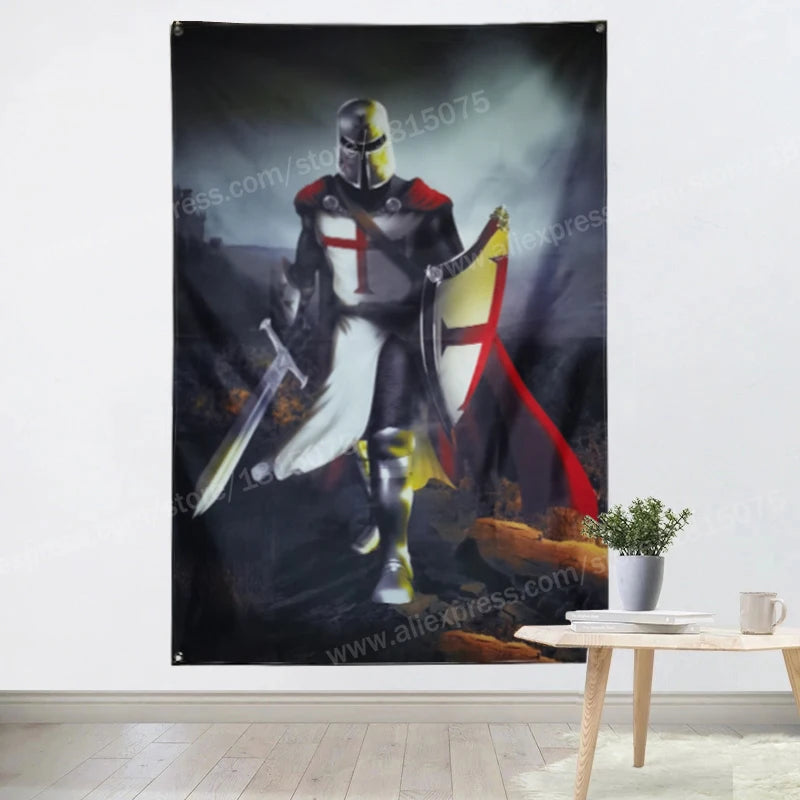 144 x 96cm Knight Templar Polyester Flag Ziggy's Pop Toy Shoppe