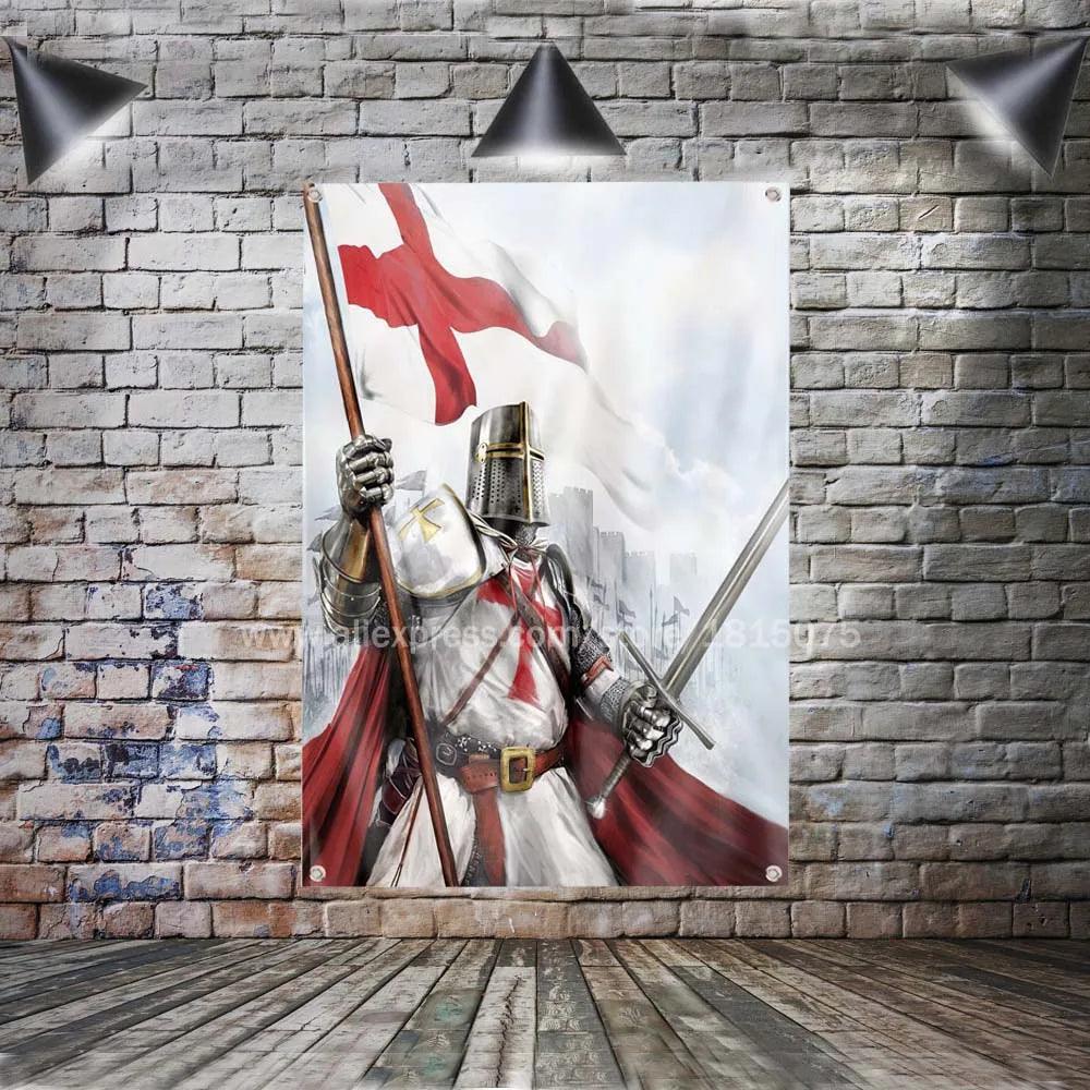 144 x 96cm Knight Templar Polyester Flag Ziggy's Pop Toy Shoppe