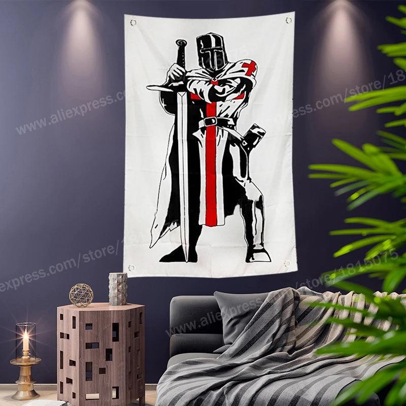 144 x 96cm Knight Templar Polyester Flag Ziggy's Pop Toy Shoppe