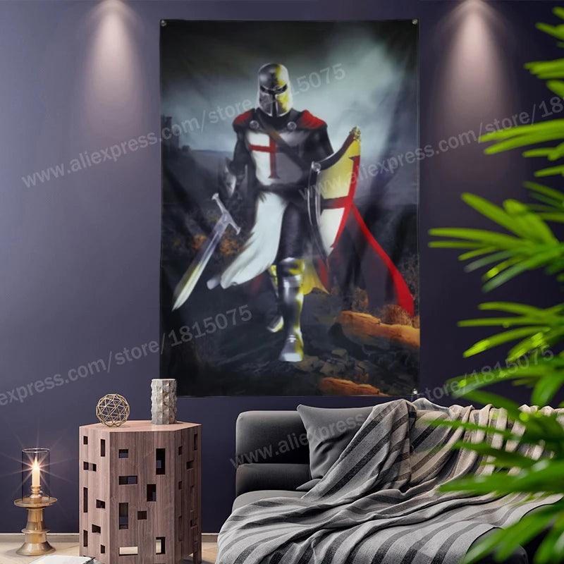 144 x 96cm Knight Templar Polyester Flag Ziggy's Pop Toy Shoppe