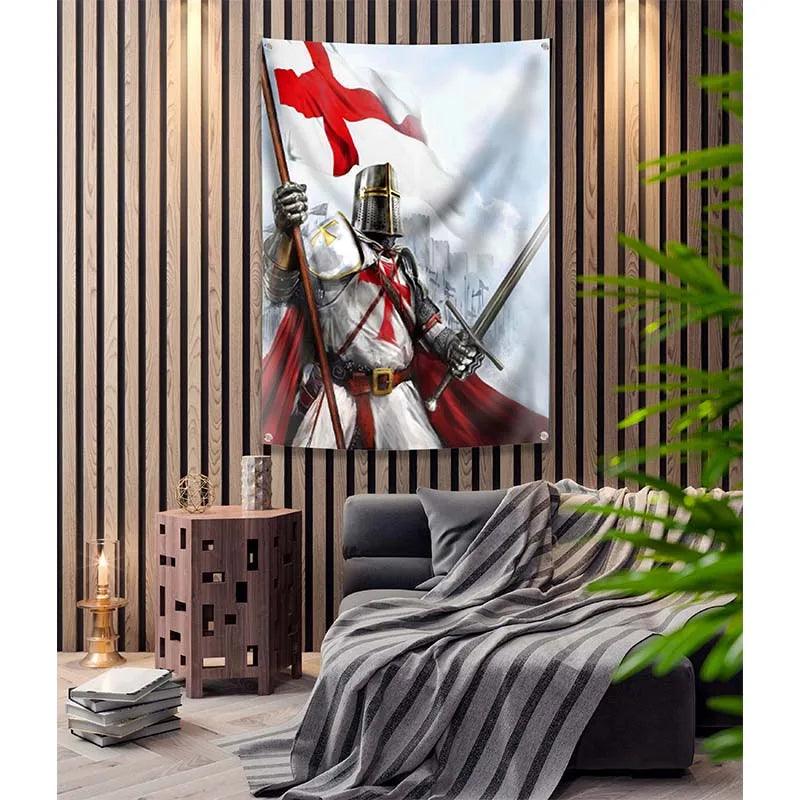 144 x 96cm Knight Templar Polyester Flag Ziggy's Pop Toy Shoppe