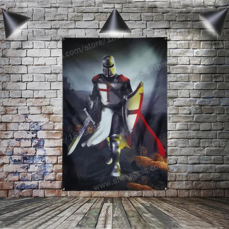 144 x 96cm Knight Templar Polyester Flag Ziggy's Pop Toy Shoppe