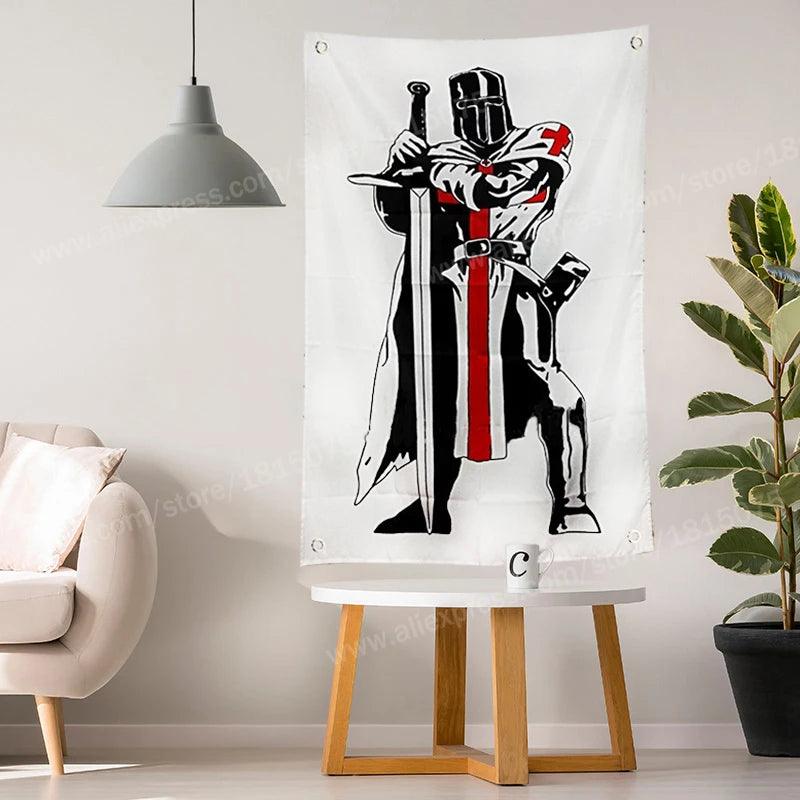 144 x 96cm Knight Templar Polyester Flag Ziggy's Pop Toy Shoppe