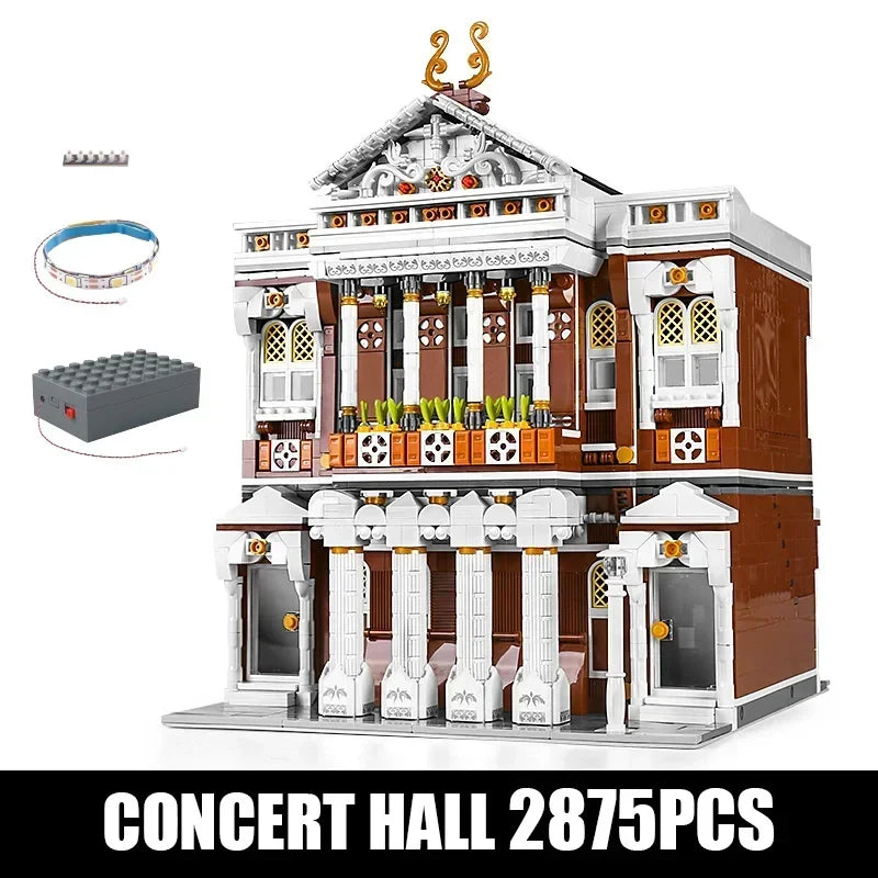 2875pcs MOC Novatown Concert Hall Building Blocks Set Ziggy's Pop Toy Shoppe