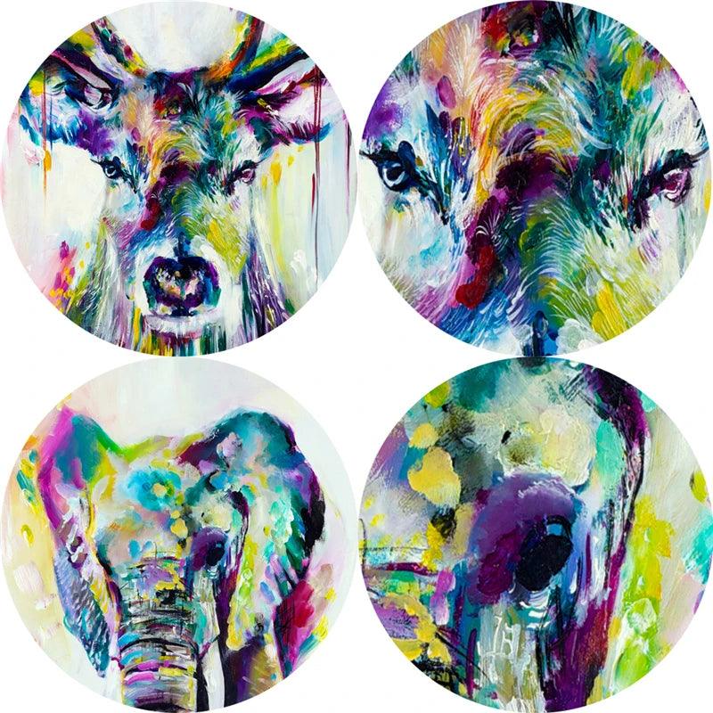 2pc Watercolor Elephant And Deer Abstract Graffiti Art Prints Ziggy's Pop Toy Shoppe