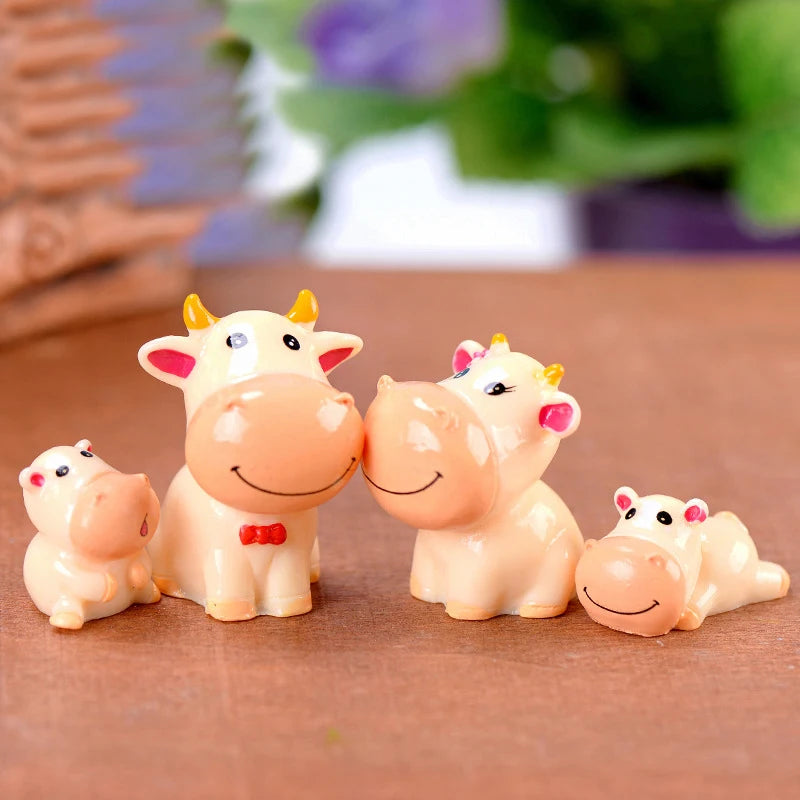 4-Piece Cute Cow Family Figurines for Home or Garden Ziggy's Pop Toy Shoppe
