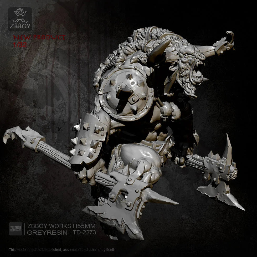 55mm Resin Minotaur with Double Axes Model Ziggy's Pop Toy Shoppe