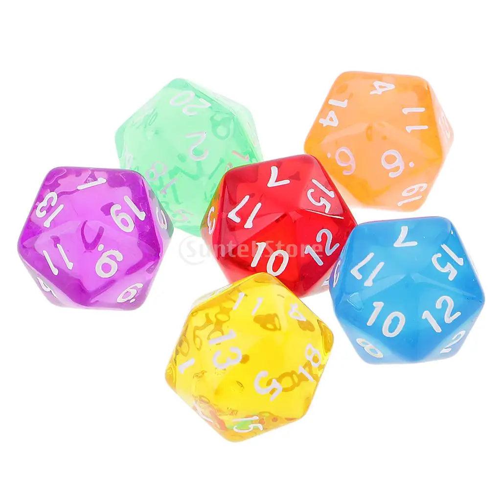 6pcs 20-Sided (D20) Polyhedral Dice Ziggy's Pop Toy Shoppe