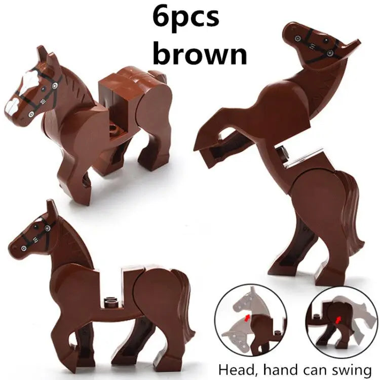 6pcs/set MOC Horses Building Block Figures Ziggy's Pop Toy Shoppe