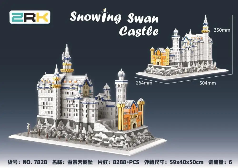 8828pcs+ Snowing Swan Castle Building Blocks - ZRK7828 Ziggy's Pop Toy Shoppe