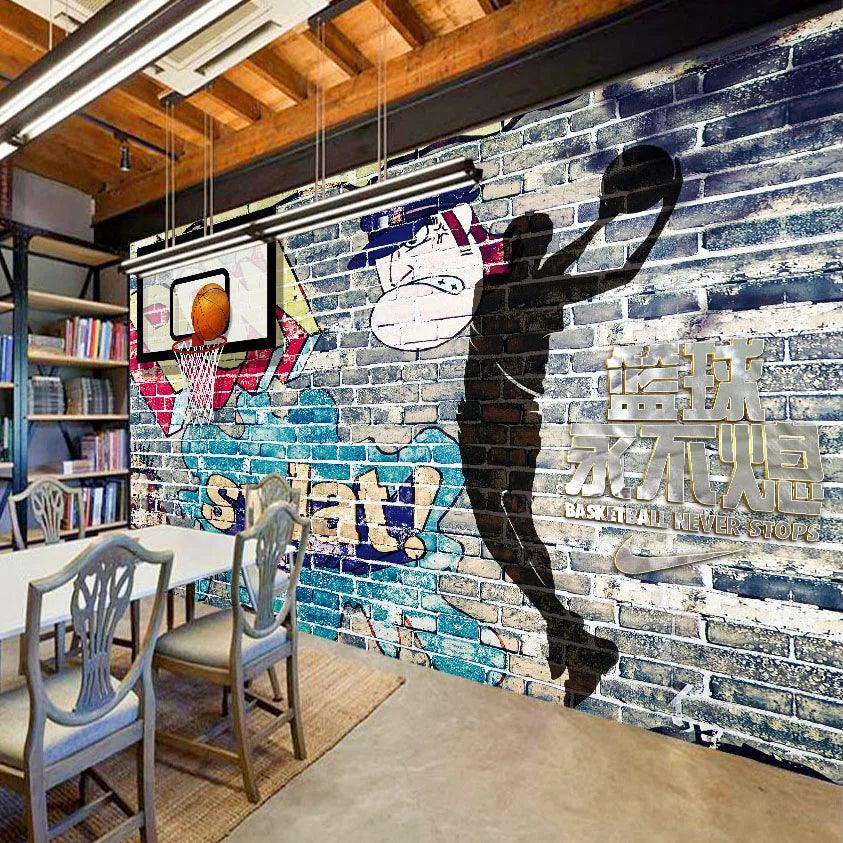 Abstract Graffiti Art Brick Wall Basketball Wall Mural Ziggy's Pop Toy Shoppe