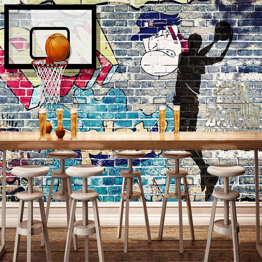 Abstract Graffiti Art Brick Wall Basketball Wall Mural Ziggy's Pop Toy Shoppe