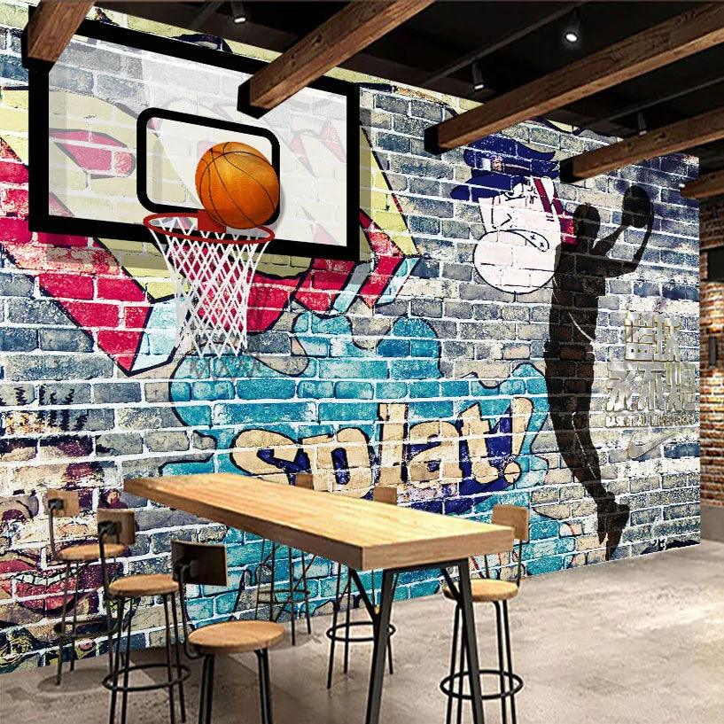 Abstract Graffiti Art Brick Wall Basketball Wall Mural Ziggy's Pop Toy Shoppe