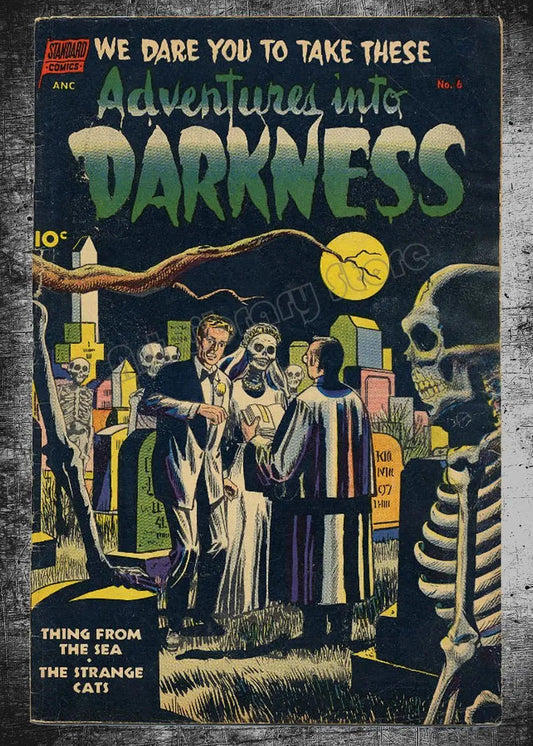 Adventures into Darkness Vintage Comic Book Cover Art Ziggy's Pop Toy Shoppe