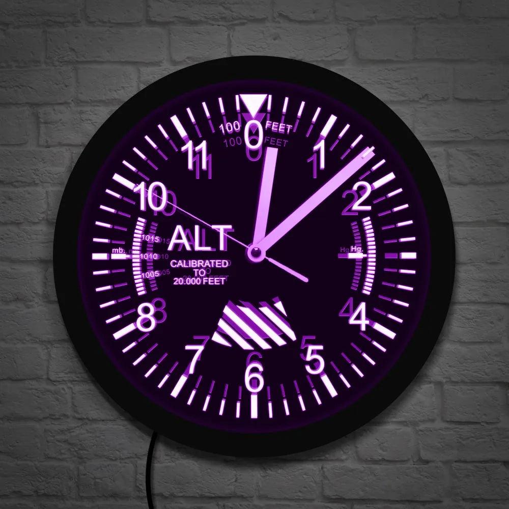 Altimeter Neon Sign LED Wall Clock for Pilots Ziggy's Pop Toy Shoppe