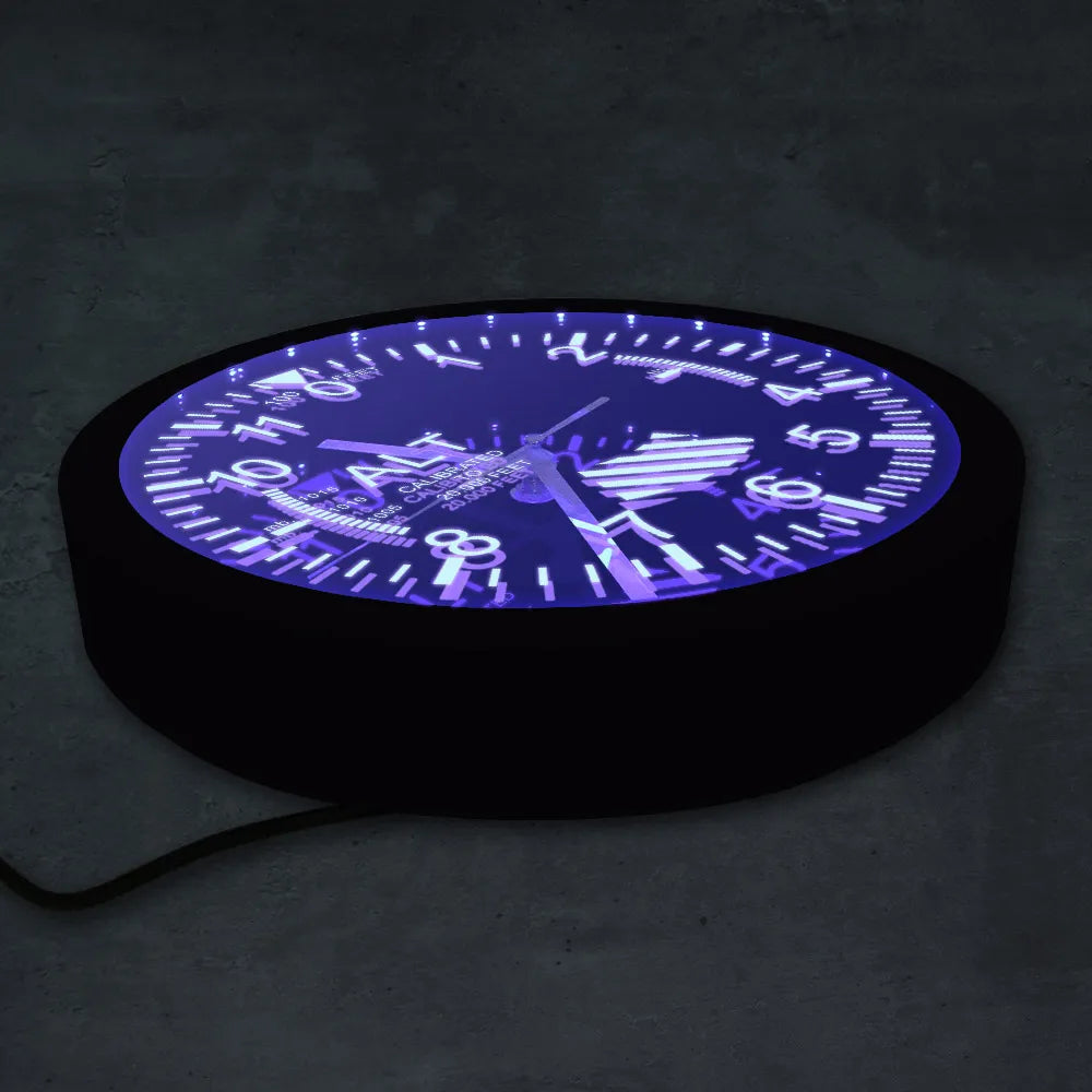 Altimeter Neon Sign LED Wall Clock for Pilots Ziggy's Pop Toy Shoppe