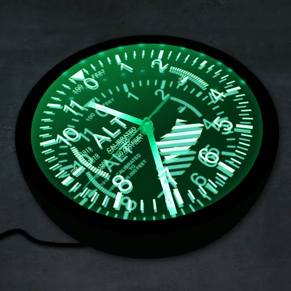 Altimeter Neon Sign LED Wall Clock for Pilots Ziggy's Pop Toy Shoppe