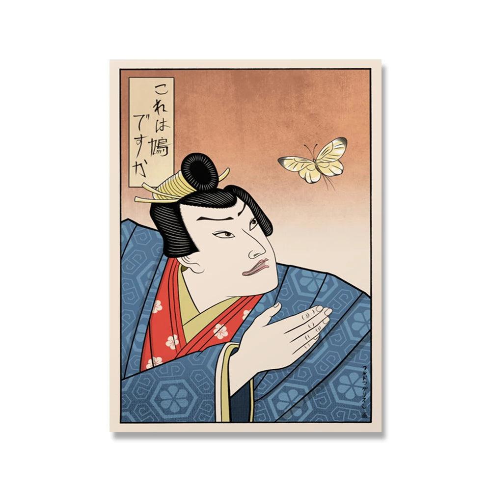 Ancient Japanese Gentleman and Butterfly Print Ziggy's Pop Toy Shoppe