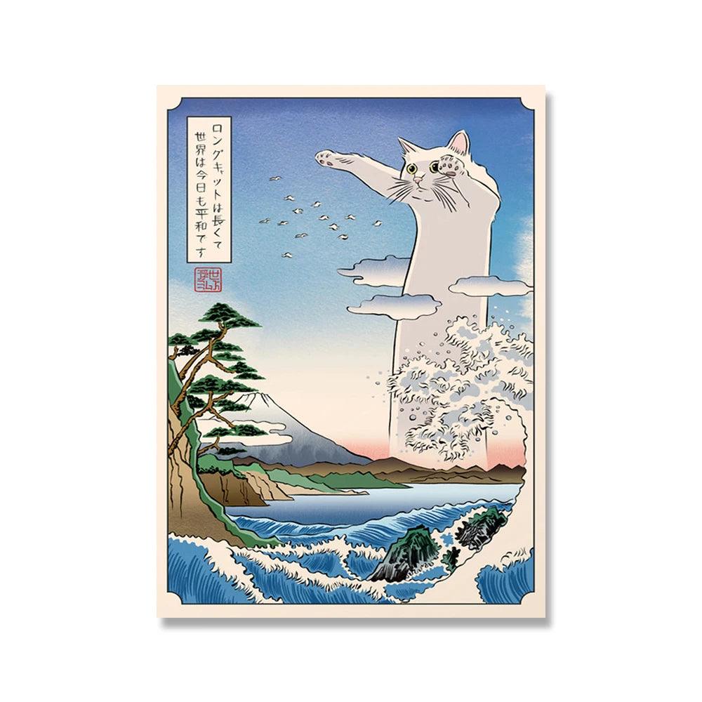 Ancient Japanese Water Spirit Cat Print Ziggy's Pop Toy Shoppe