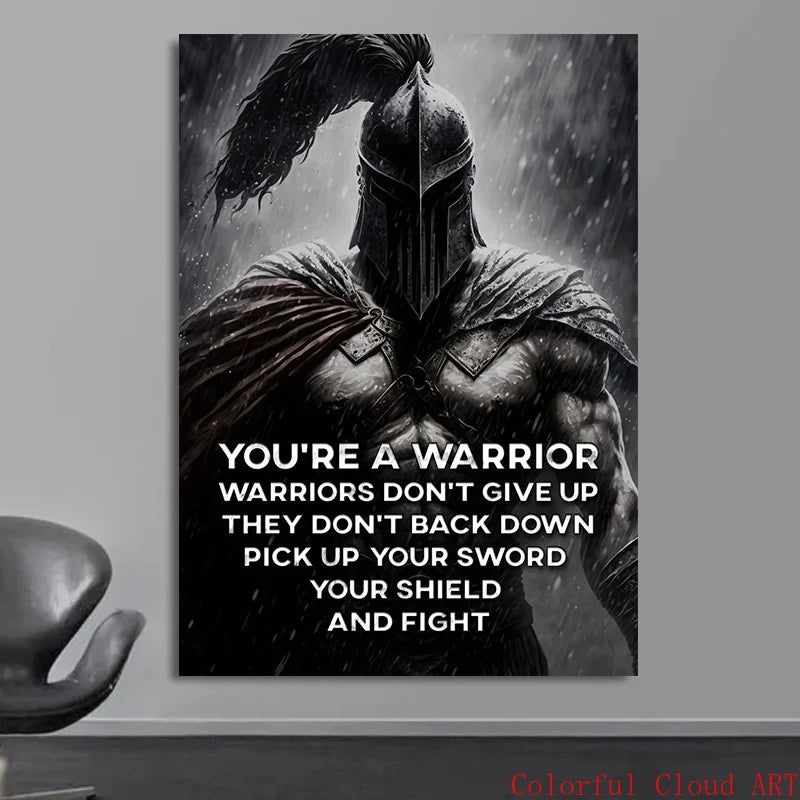 Ancient Spartan Warrior Motivational Quote Canvas Ziggy's Pop Toy Shoppe