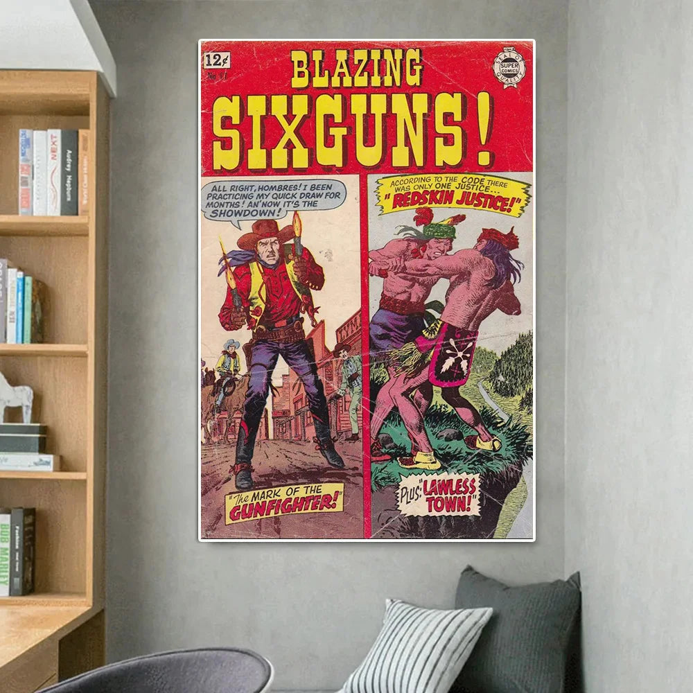 Blazing Sixguns Vintage Comic Book Cover Art Ziggy's Pop Toy Shoppe