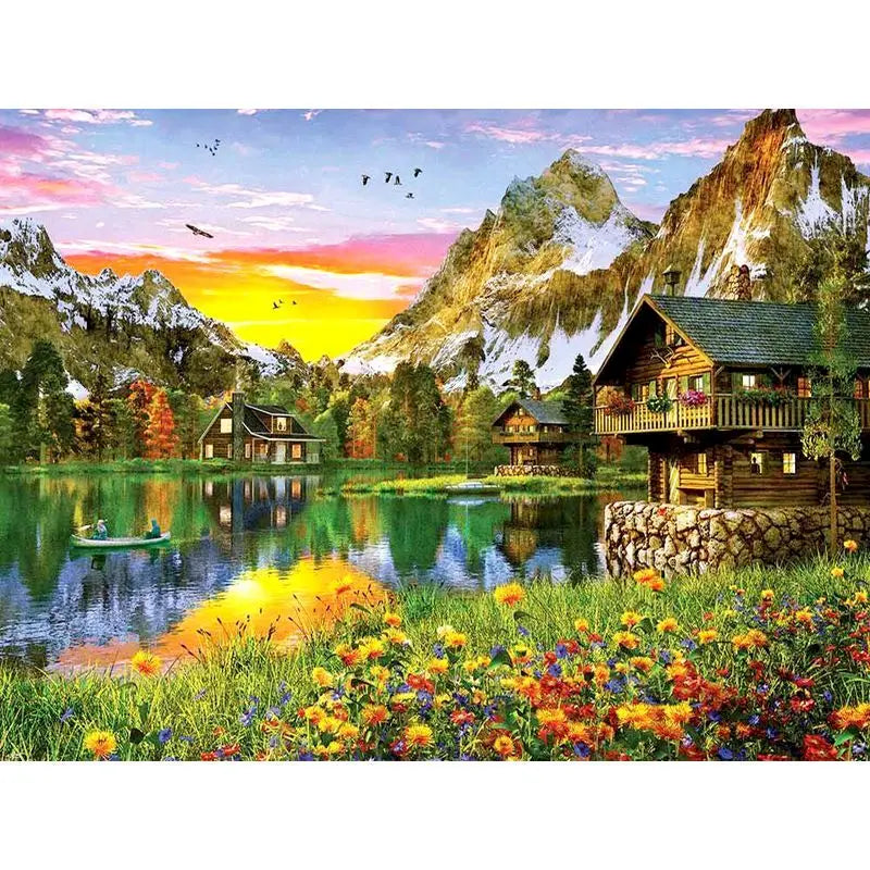 CHENISTORY Chateau by the Lake Painting By Numbers Canvas Ziggy's Pop Toy Shoppe