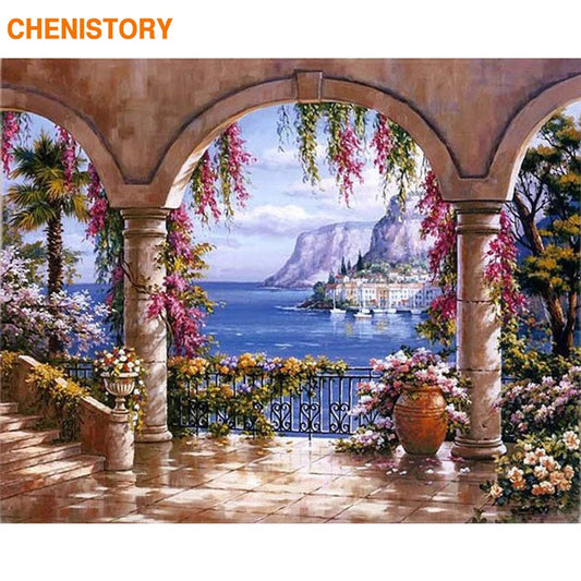 CHENISTORY Europe Seascape DIY Painting By Numbers Canvas Ziggy's Pop Toy Shoppe