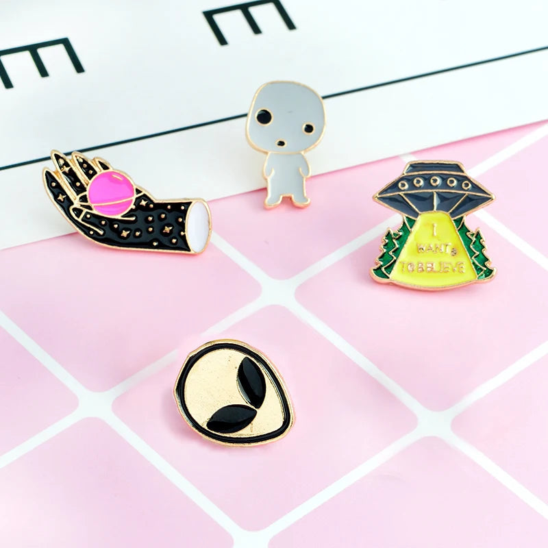 Cartoon UFO Alien Enamel Pins Ziggy's Pop Toy Shoppe