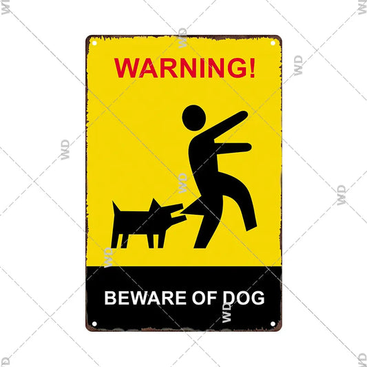 Caution - Beware of Dog Vintage Tin Sign Ziggy's Pop Toy Shoppe