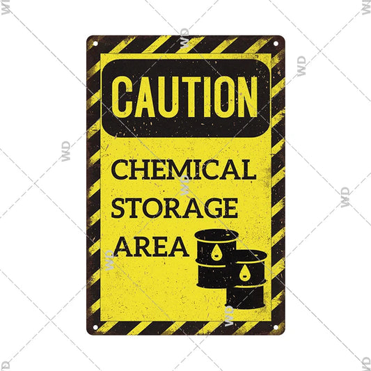 Caution - Chemical Storage Area Vintage Tin Sign Ziggy's Pop Toy Shoppe