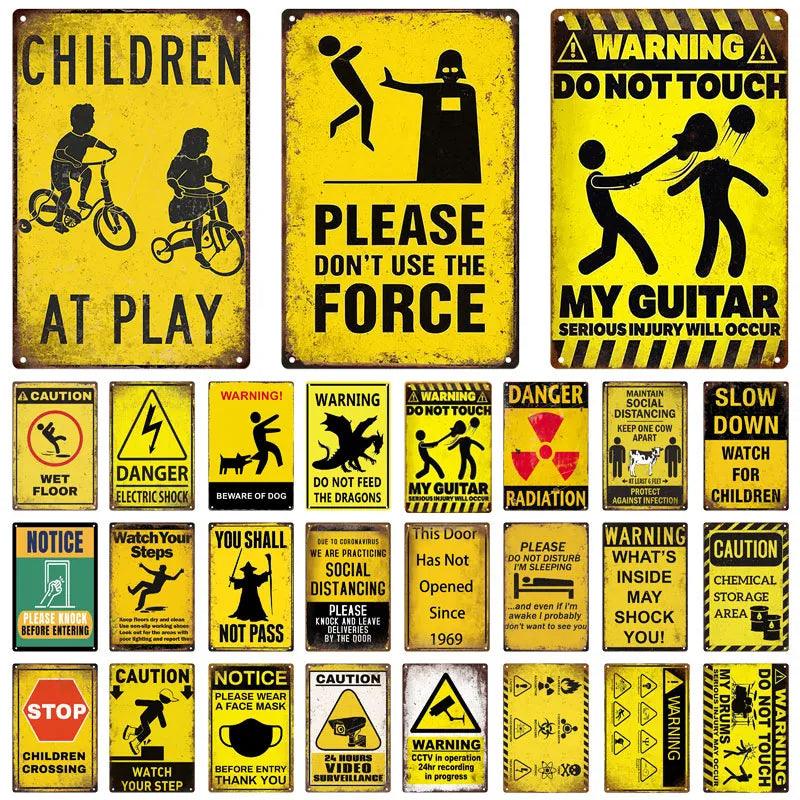 Caution - Children at Play Vintage Tin Sign Ziggy's Pop Toy Shoppe