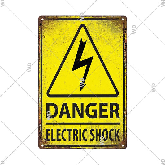 Caution - Danger Electric Shock Vintage Tin Sign Ziggy's Pop Toy Shoppe