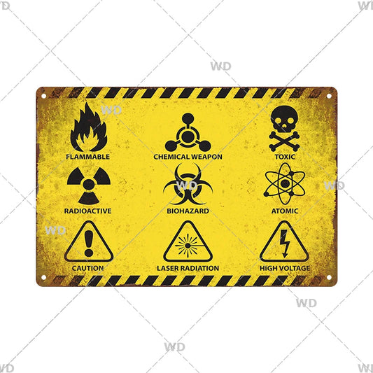 Caution - Environmental Hazards Vintage Tin Sign Ziggy's Pop Toy Shoppe