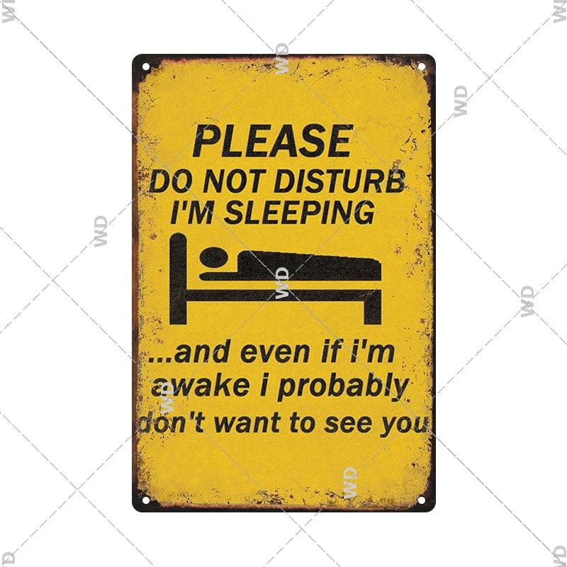 Caution - I'm Sleeping Vintage Tin Sign Ziggy's Pop Toy Shoppe