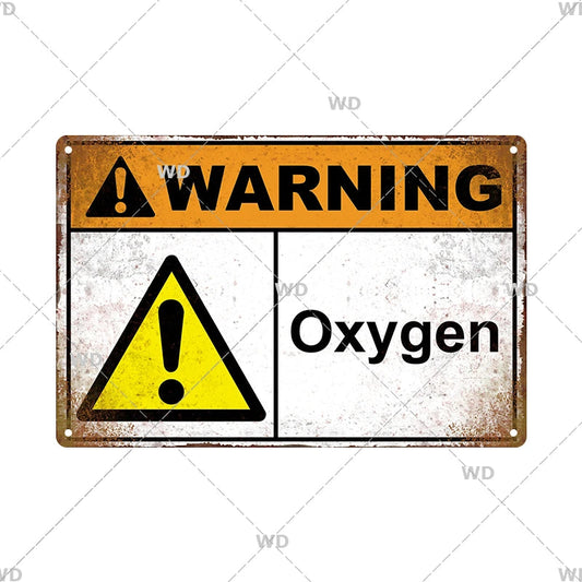 Caution - Oxygen Vintage Tin Sign Ziggy's Pop Toy Shoppe