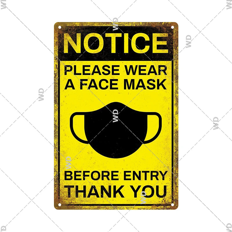 Caution - Please Wear a Face Mask Vintage Tin Sign Ziggy's Pop Toy Shoppe