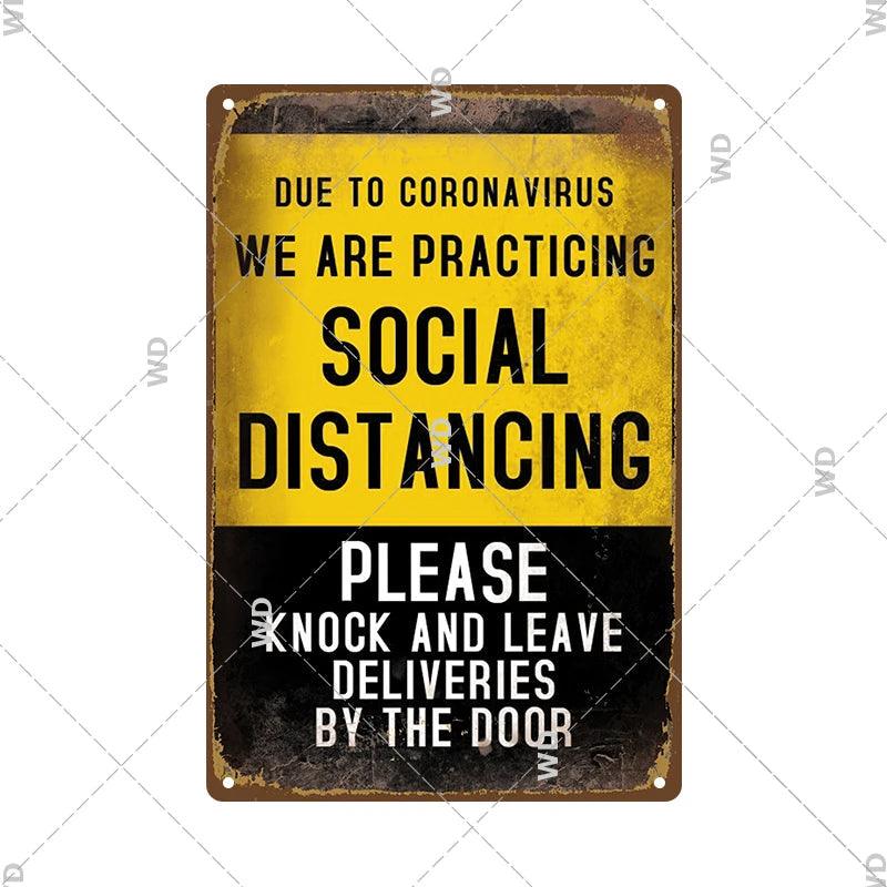 Caution - Social Distancing Vintage Tin Sign Ziggy's Pop Toy Shoppe