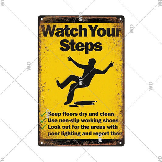 Caution - Watch Your Steps Vintage Tin Sign Ziggy's Pop Toy Shoppe