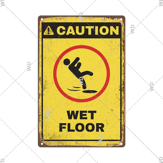 Caution - Wet Floor Vintage Tin Sign Ziggy's Pop Toy Shoppe