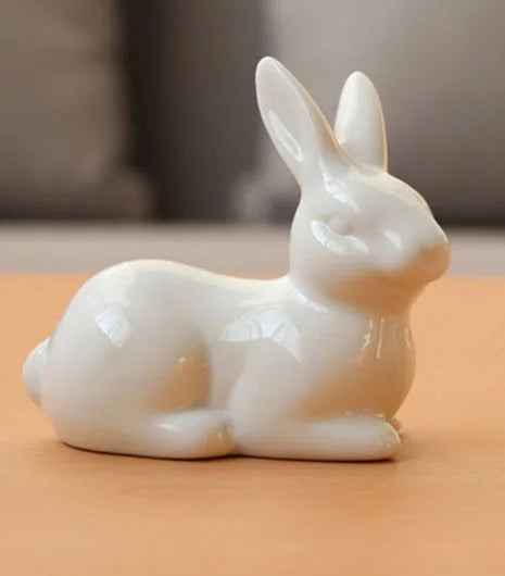 Ceramic Cute Pure White Rabbit Figurines Ziggy's Pop Toy Shoppe