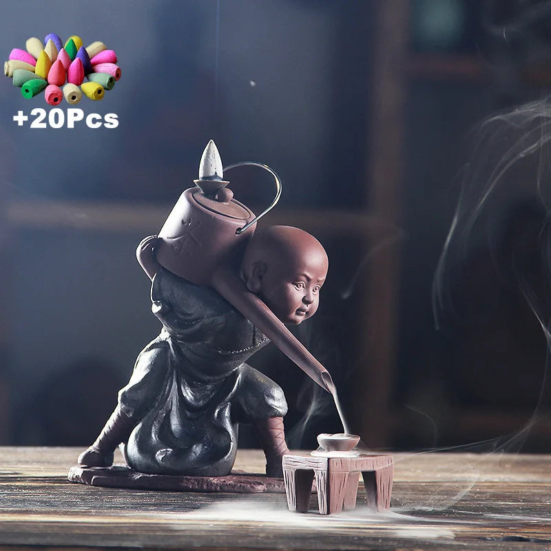 Creative Handmade Zen Kung Fu Monk Incense Burner Ziggy's Pop Toy Shoppe