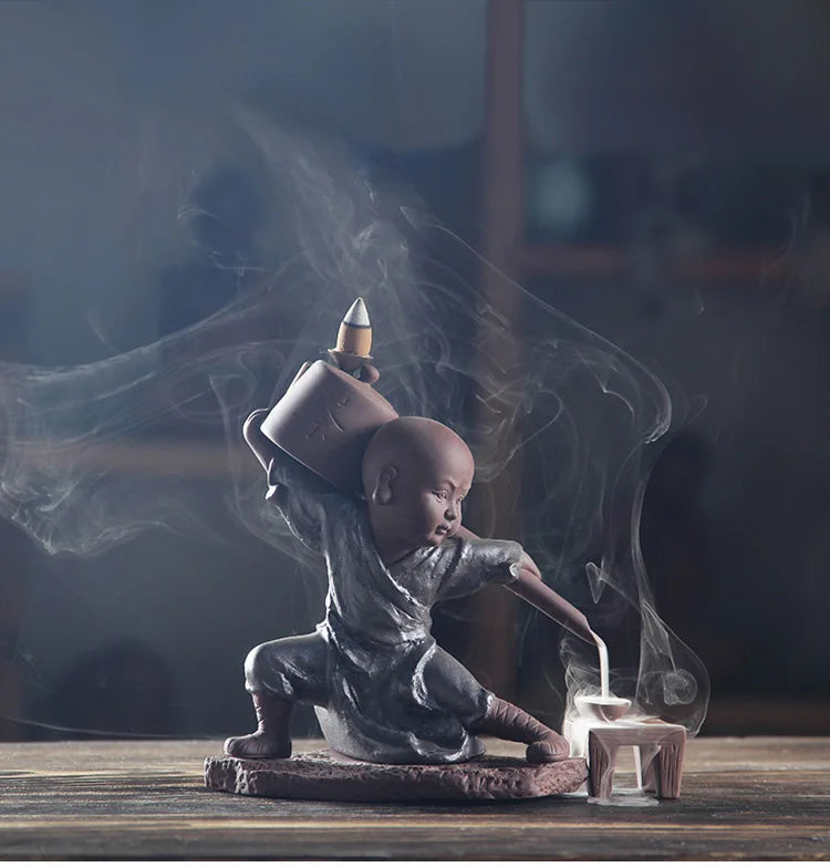Creative Handmade Zen Kung Fu Monk Incense Burner Ziggy's Pop Toy Shoppe