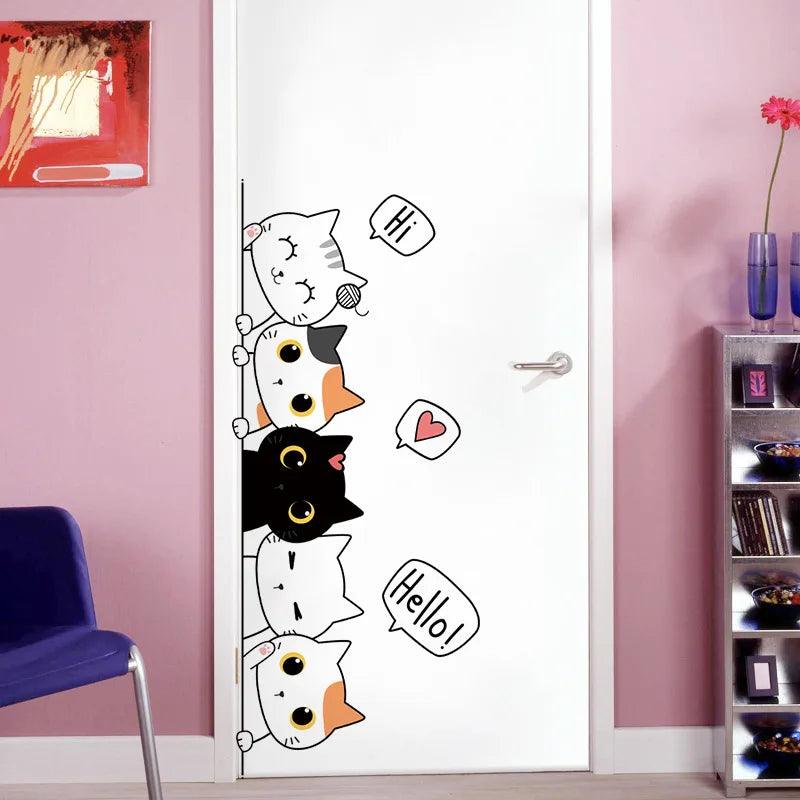 Cute Cartoon Cats Children's Room Wall Stickers Ziggy's Pop Toy Shoppe