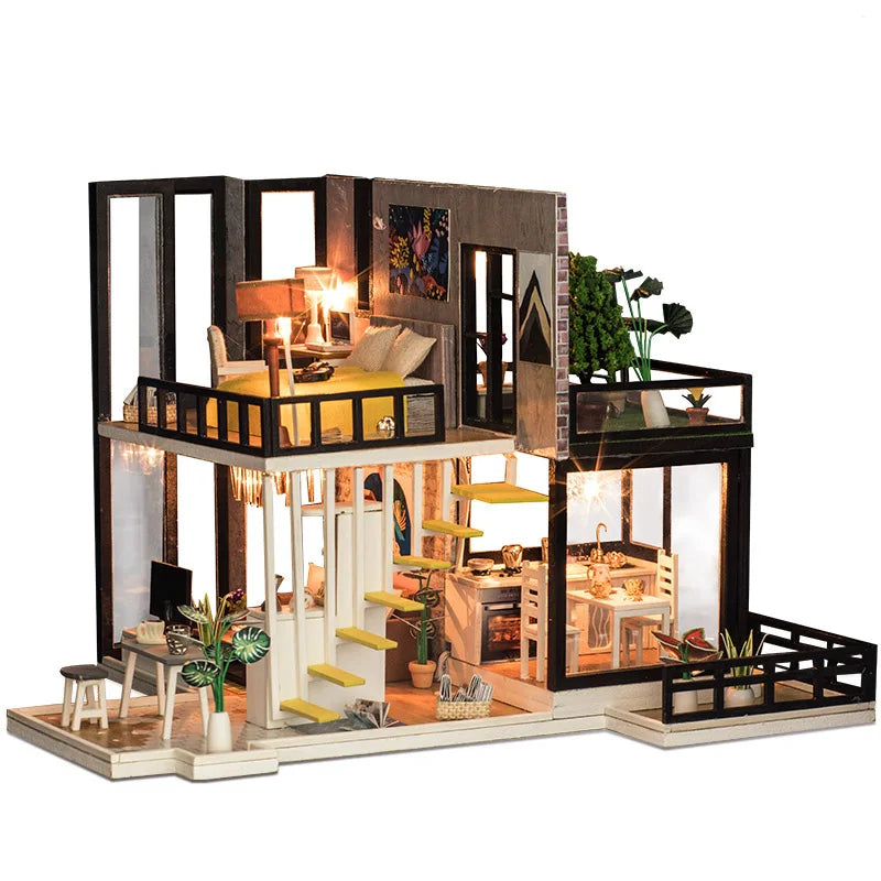 DIY Wooden Doll Houses and Furniture Kit With LED Ziggy's Pop Toy Shoppe